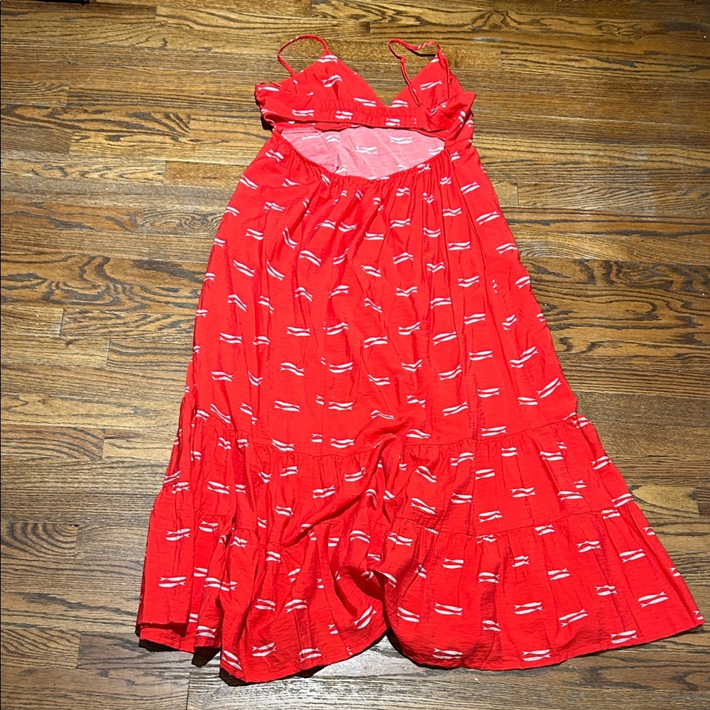 Gorgeous Red Maxi Dress with White Pattern - Picture 6 of 8